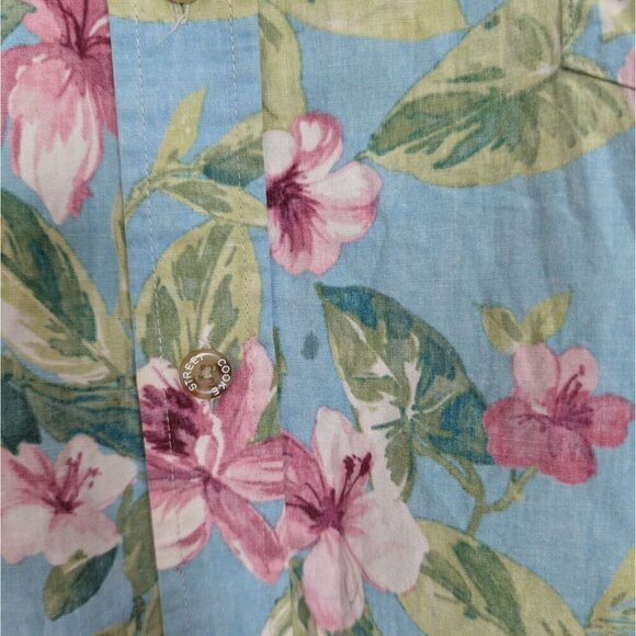 Cooke Street Reverse Print Hawaiian Shirt Mens Size Medium Blue Floral Aloha - Picture 3 of 9